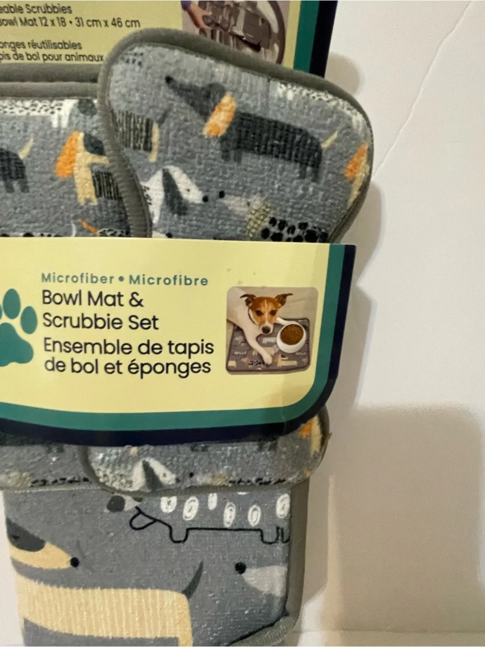 Werkshoppe Dachshund Microfiber Pet Set includes bowl mat & two scrubbies - NWT*